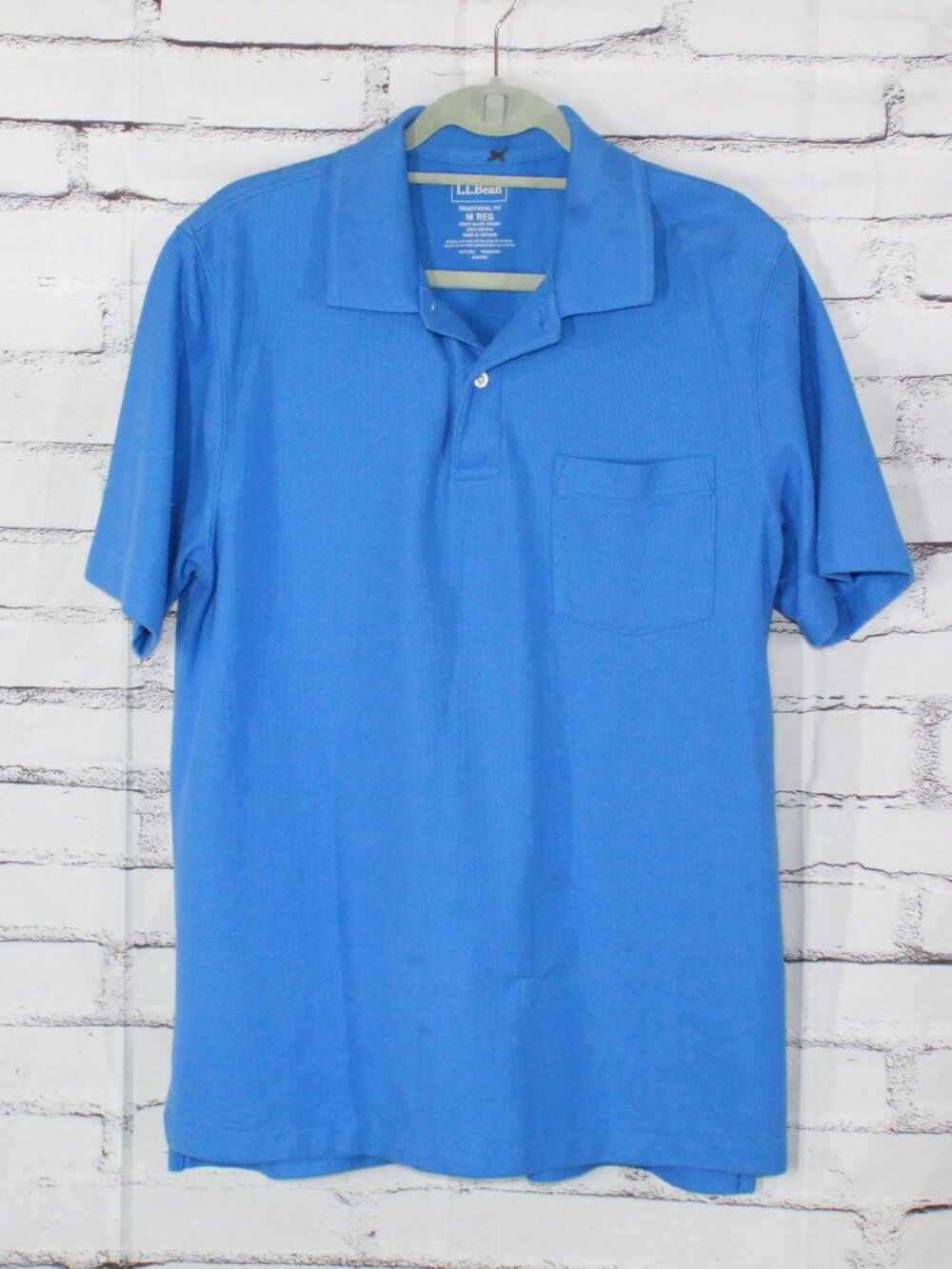 LL Bean Cobalt Blue Premium Double L Polo Hemmed Short Sleeve with Pocket Medium
